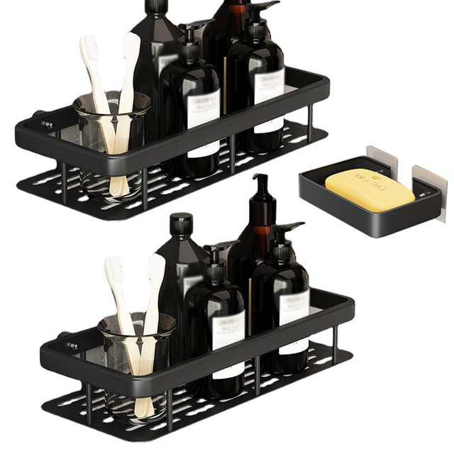 YF5336 Corner Adhesive Shower Caddy with Soap Holder Bathroom Organizer Wall Mounted Rack 3-Pack