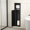 YF61130 Stainless Steel Black Recessed Toilet Paper Holder with Concealed Brush Storage for Bathroom Use