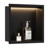 YF61119-1 Shower Niche with LED Light Matte Black No Tile Needed Wall Niche with 3000K Non-Dimmable LED Light