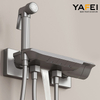 YF 200550005 Bathroom Shower Faucet Rain Rainfall Bathtub Mixer Piano Black Square Shower System Set