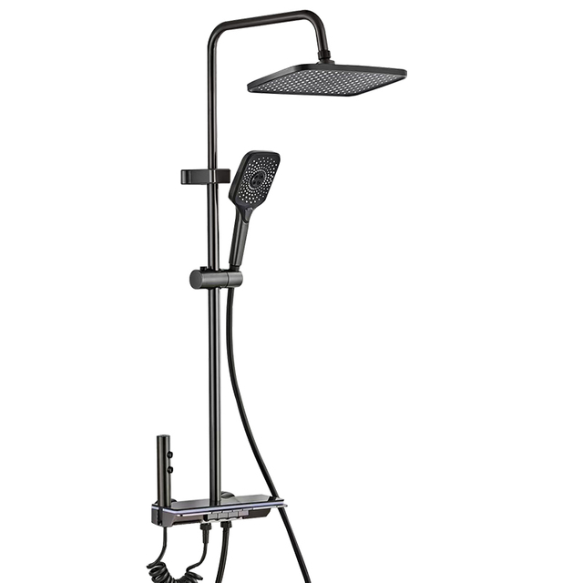 YF230530031 Shower Faucet Set Digital Thermostatic Shower System Piano-Key Switch Shower Combo Wall Mounted Shower Trim Kit with Rain Shower Head