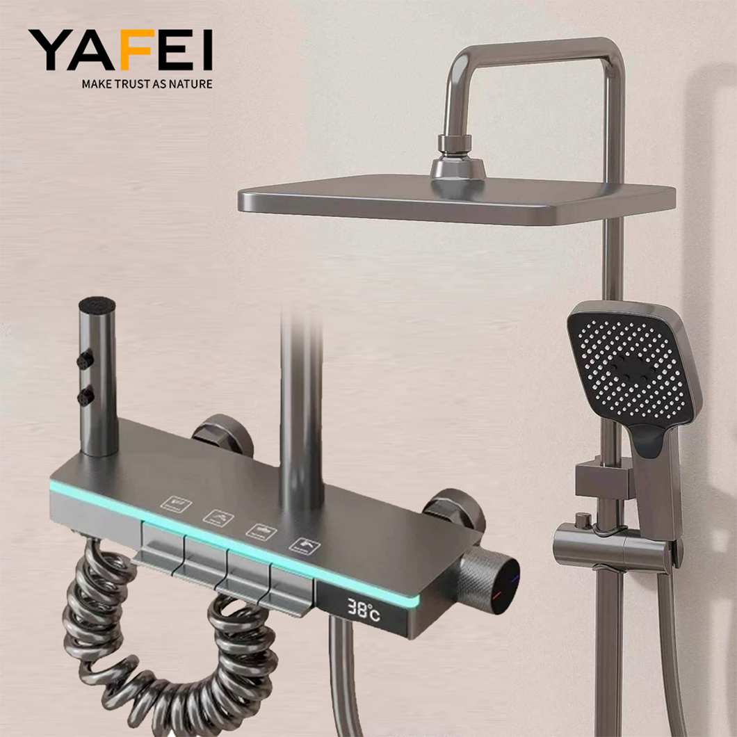 Solid Brass Modern Glass Gray Shower Faucet