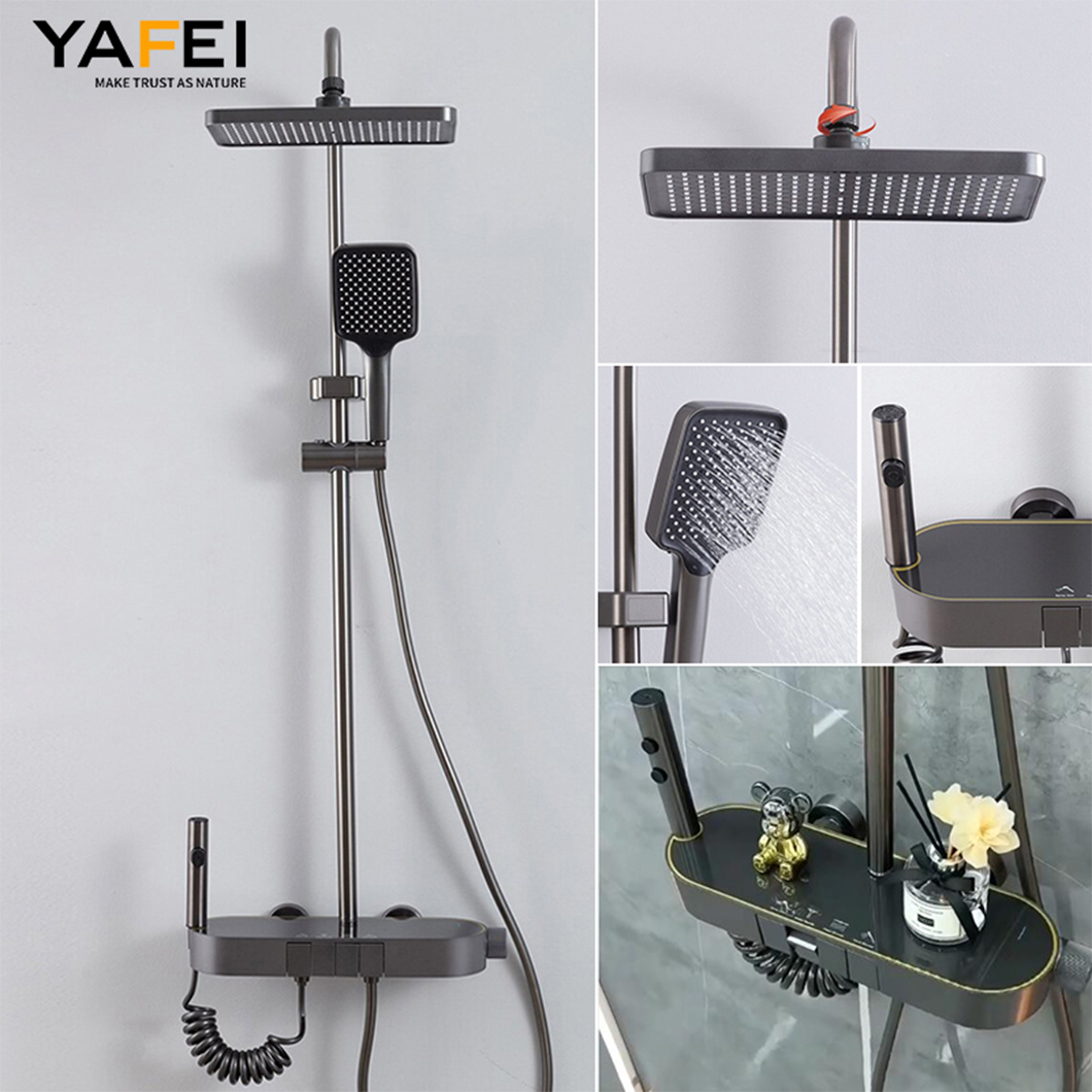 Digital Thermostatic Piano-Key Shower Mixer Set Bathroom