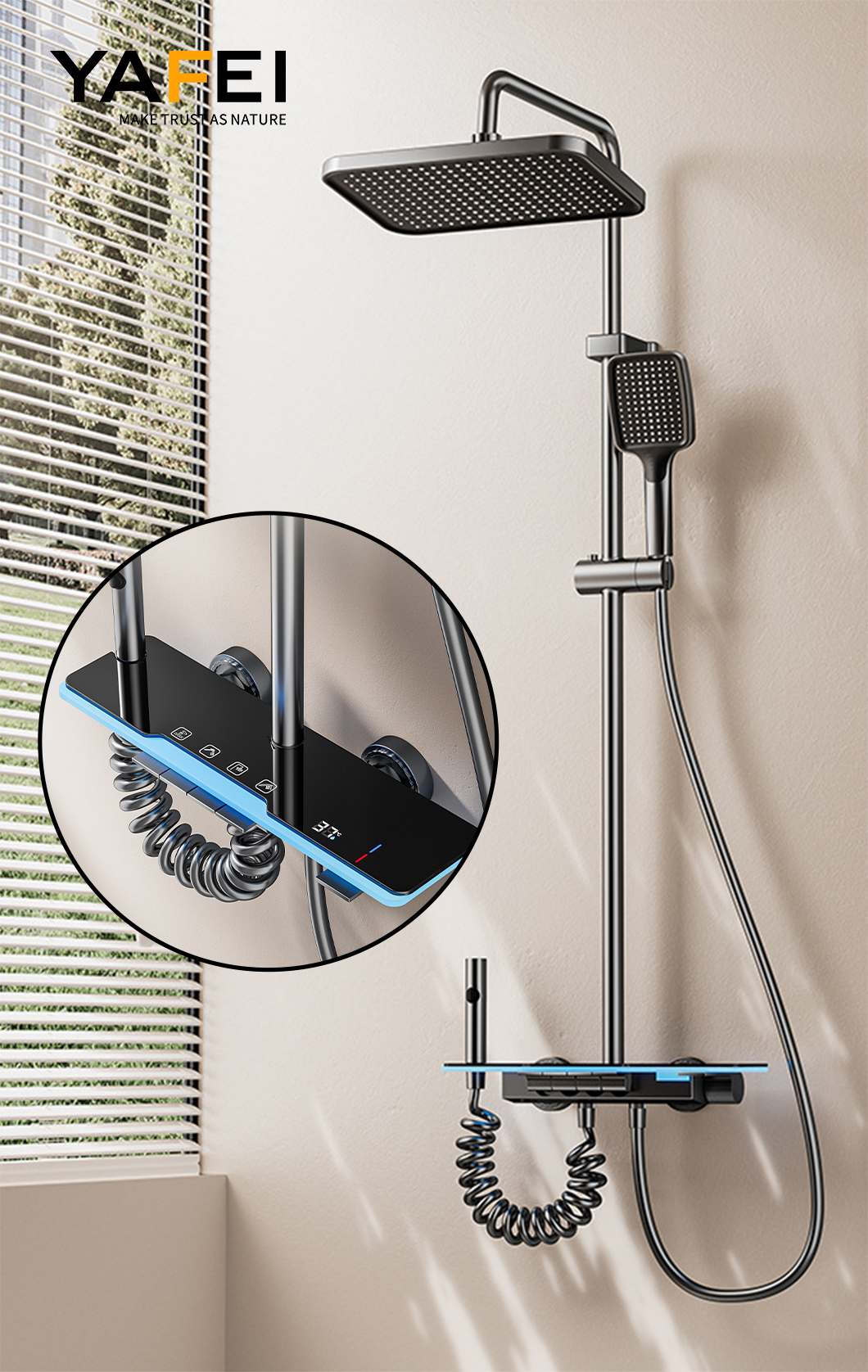 4-Function Piano Design Shower Faucet YF230530038 4-Function Piano Design Shower Faucet YF230530038