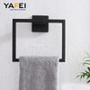 YF61308 Towel Holder Matte Black, Angle Simple Stainless Steel Bathroom Hand Towel Rack, Square Towel Ring for Wall