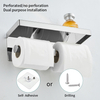 YF62105-2 Double Toilet Paper Holder with Shelf Double Roll Toilet Paper Holder Wall Mounted Stainless Steel for Bathroom 