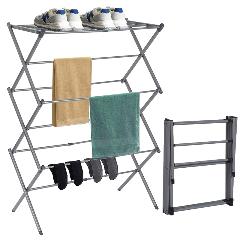 YF7134 Hot Sale Iron Space-Saving Laundry Cloth Dryer Foldable Stand Clothes Drying Rack Basics Foldable Portable Laundry Drying Rack for Air Drying Clothing, Indoor Outdoor Use 