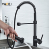 YF200110007 Contemporary Kitchen Faucet with Pull Down Sprayer, Stainless Steel Single Handle Spring Kitchen Sink Faucets with Sprayer, with Deck Plate