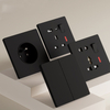 YF310100001-black Outlet Electrical UK Standard Push Button wall socket with 2 usb port black color