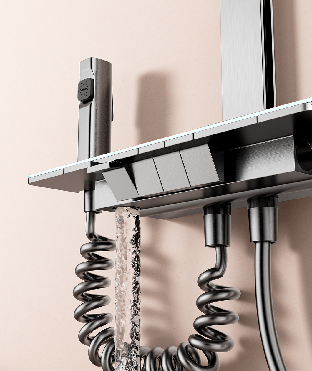 Matte Black Piano Key Ambient Shower Set