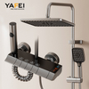 YF230530026 Digital Display Gun Ash New LED Display Piano Key Rainfall Bath Shower Faucet Set