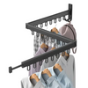 YF7105 Laundry Drying Rack Clothing Folding Retractable Space Saving, Laundry Hanger Dryer Rack Collapsible Clothes Rack with 18 Hooks for Outdoor Indoor, Tri-Fold