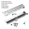 YF41102 Shower Drain with Removable Grate Cover, Brushed 304 Stainless Steel Shower Floor Drain, Linear Drain with Leveling Feet,Hair Strainer