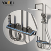 YF230530044 Shower System Thermostatic Piano Shower Faucet Set with Digital Display Rain Shower Combo Set Wall Mounted Gray Shower System with LED Ambient Lights