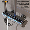 YF230530040 Starlight LED Digital Display Shower Faucet Set Gun Metal Grey Bathroom Mixer Soft Rain Massage Jet Ceramic Brushed Piano Key