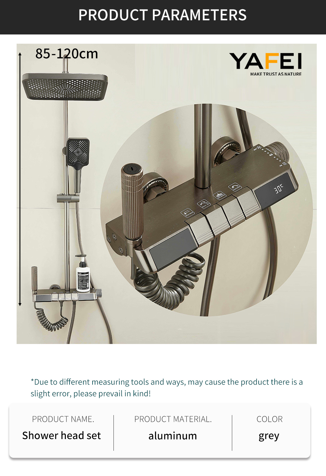 Wall-Mounted Piano Key Rainfall Shower System