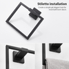 YF61308 Towel Holder Matte Black, Angle Simple Stainless Steel Bathroom Hand Towel Rack, Square Towel Ring for Wall