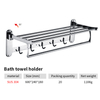 YF210910011 Polished Chrome Towel Racks, Bathroom Towel Shelf with Foldable Towel Bar Holder And Towel Hooks,