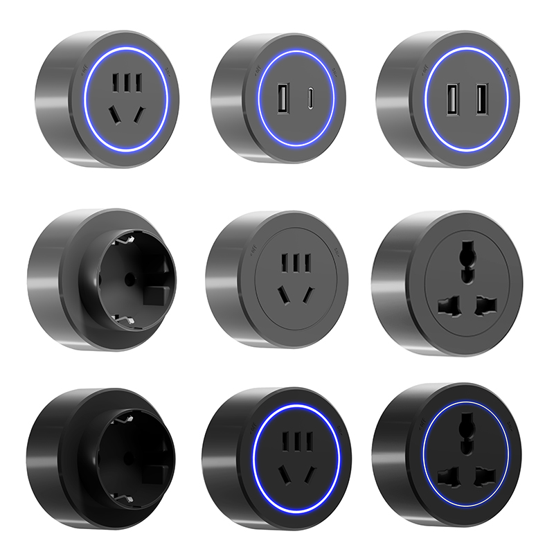 YF300100002 Mobile wall Track Socket Adapter Socket Plug LED Atmosphere Light Effect Charger With USB Interface