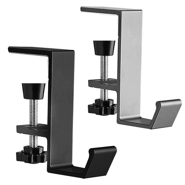 YF9556 Metal Stand Desk Adjustable Bracket Hooks U Shaped Shelf Supports Black White Desk Metal Holders