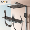YF230530024 ‎aluminum Shower System Thermostatic Matte Black Shower Faucet Set with Piano Key Digital Display Ambient Lights 12