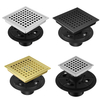 YF42001 Odor-Proof Floor Drain Bathroom Tile Insert Shower Drainer with Removable Strainer Cover, 4-inch Square Anti-Clogging for Kitchen Balcony Garage