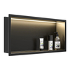 YF61119-2 24"X12" Matte Black Wall Niche, NO Tile Needed Stainless Steel Bathroom Niches with Non-dimmable Led Light 3000K