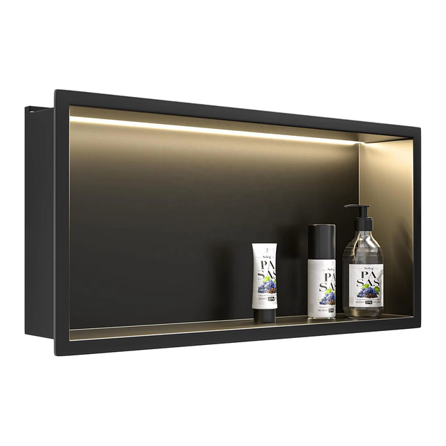 YF61119-2 24  «x12 » Күңгірт қара қабырға тауашасы, далмақты емес, тот баспайтын болаттан жасалған ванна бөлмесі 3000K