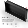YF61119-1 Shower Niche with LED Light Matte Black No Tile Needed Wall Niche with 3000K Non-Dimmable LED Light