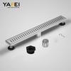 YF41113 Linear Shower Drain Black with Brickwork Cover, Rectangular Floor Drain 304 Stainless Steel Black Linear Drains with Accessories