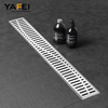 YF41108 Linear Shower Drain with Quadrato Pattern Grate Bathroom Professional 304 Stainless Steel Shower Floor Drain