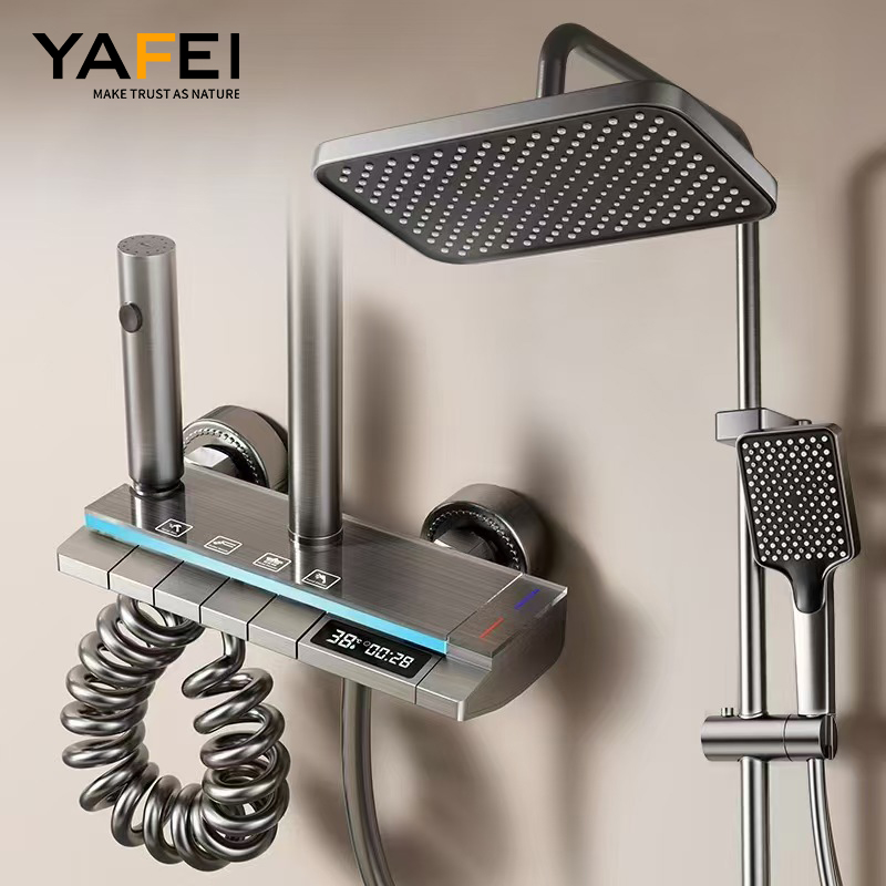 12 Inch Rainfall Shower Faucet Set Handheld Wall Mount Bathroom