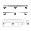 YF41107 Linear Shower Drain with Quadrato Pattern Grate,Brushed 304 Stainless Steel Rectangle Shower Floor Drain
