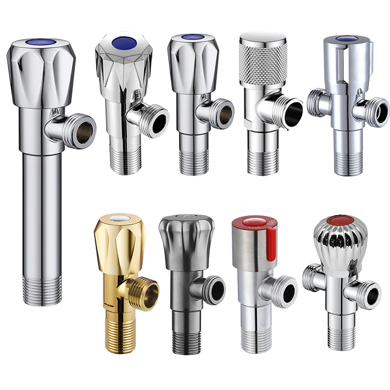 Angle Valve Shut Off Valve 5/8 Inch OD Compression x 3/8 Inch OD Compression Multi-Turn Angle Stop Valve Toilet Angle Valve Faucet Control Valve Brass Plumbing Fitting