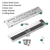 YF41102 Shower Drain with Removable Grate Cover, Brushed 304 Stainless Steel Shower Floor Drain, Linear Drain with Leveling Feet,Hair Strainer