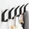 Self-adhesive metal black decorative wall coat hook for bathroom