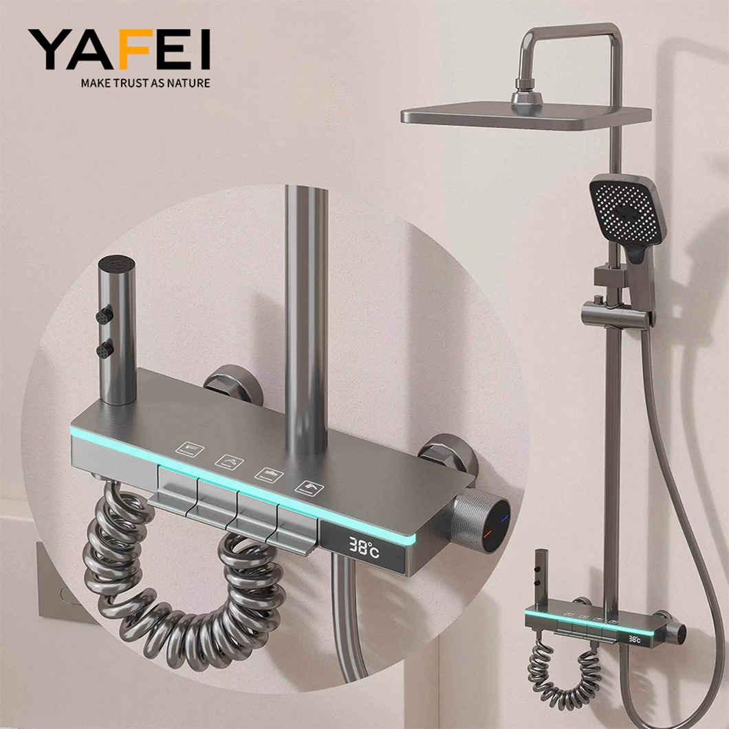 Solid Brass Modern Glass Gray Shower Faucet