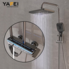 YF230530040 Starlight LED Digital Display Shower Faucet Set Gun Metal Grey Bathroom Mixer Soft Rain Massage Jet Ceramic Brushed Piano Key