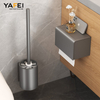 YF5601-round Space aluminum Wall Mounted Aluminum Toilet Bowl Brush and Holder Set for Bathroom Restroom