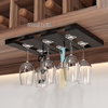 YF67104 Black Metal Wine Glass Hanging Rack Wine Glass Holder Under Shelf or Cabinet, Glassware Drying Hanger, Metal Hanging Organizer for Bar Restaurant