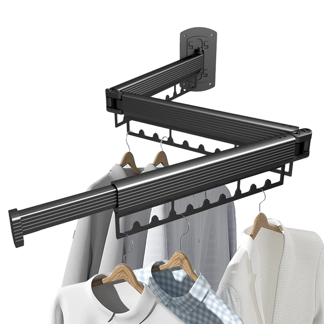 YF7121 High Quality Wall Mounted Folding Towel Drying Rack Retractable Clothes Hanger Balcony Laundry Airer Foldable Clothes Dryer