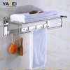 YF210910011 Polished Chrome Towel Racks, Bathroom Towel Shelf with Foldable Towel Bar Holder And Towel Hooks,