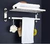 YF210910010 Bathroom Towel Rack with Towel Bar And Hooks 23.6 in Foldable Towel Shelf Wall Mounted Lavatory Towel Organizer 