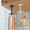 YF9552 Rotating Folding Hook Multi-purpose Hanging Utensil Holder Hook 180 Degrees Vertical Flip Self-Adhesive Hook Utensil Rack with 6 Hooks for Kitchen Bathroom Cabinet Towel (Black, White)