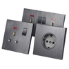 YF310100002-gray British standard electrical light switch socket brushed board wall 3 pin uk 13 amp socket