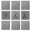 YF310100001-gray grey panel high quality OEM double pole 13A electric wall power switch and sockets