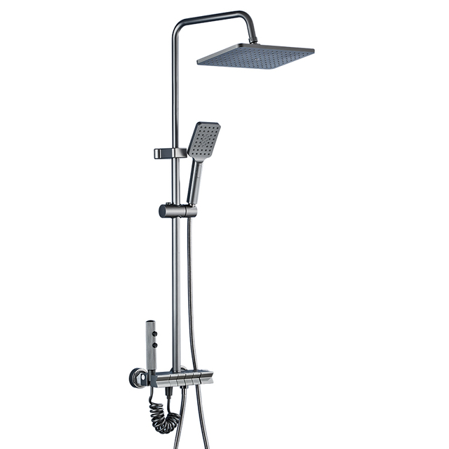 YF230530029 High-Speed Aluminum Rotary Switch Bath Water Mixer Wall-Mounted Rainfall Piano Key Shower Head Set with Soft & Jet Spray Pattern