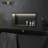YF61119-2 24"X12" Matte Black Wall Niche, NO Tile Needed Stainless Steel Bathroom Niches with Non-dimmable Led Light 3000K