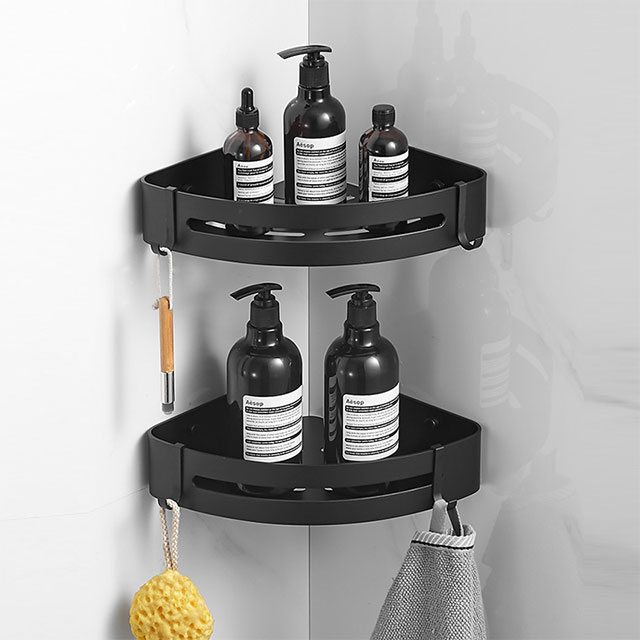 Bathroom triangle shelf bathroom and kitchen toilet wall mounted black corner shelf shower storage shelf