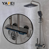 YF230530049 Bathroom Full Shower System Black Gold Bathing Luxury Shower Kit 4 Functions Shower Set